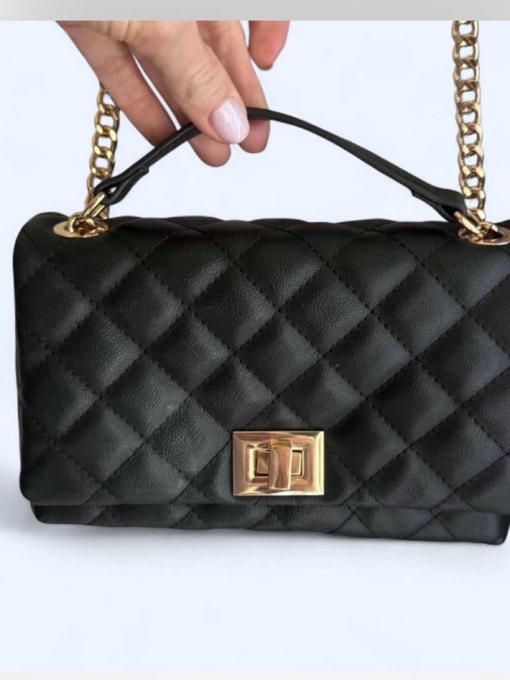 Classic Black Quilted Shoulder Bag with Gold hardware-/INC NYC — worn once